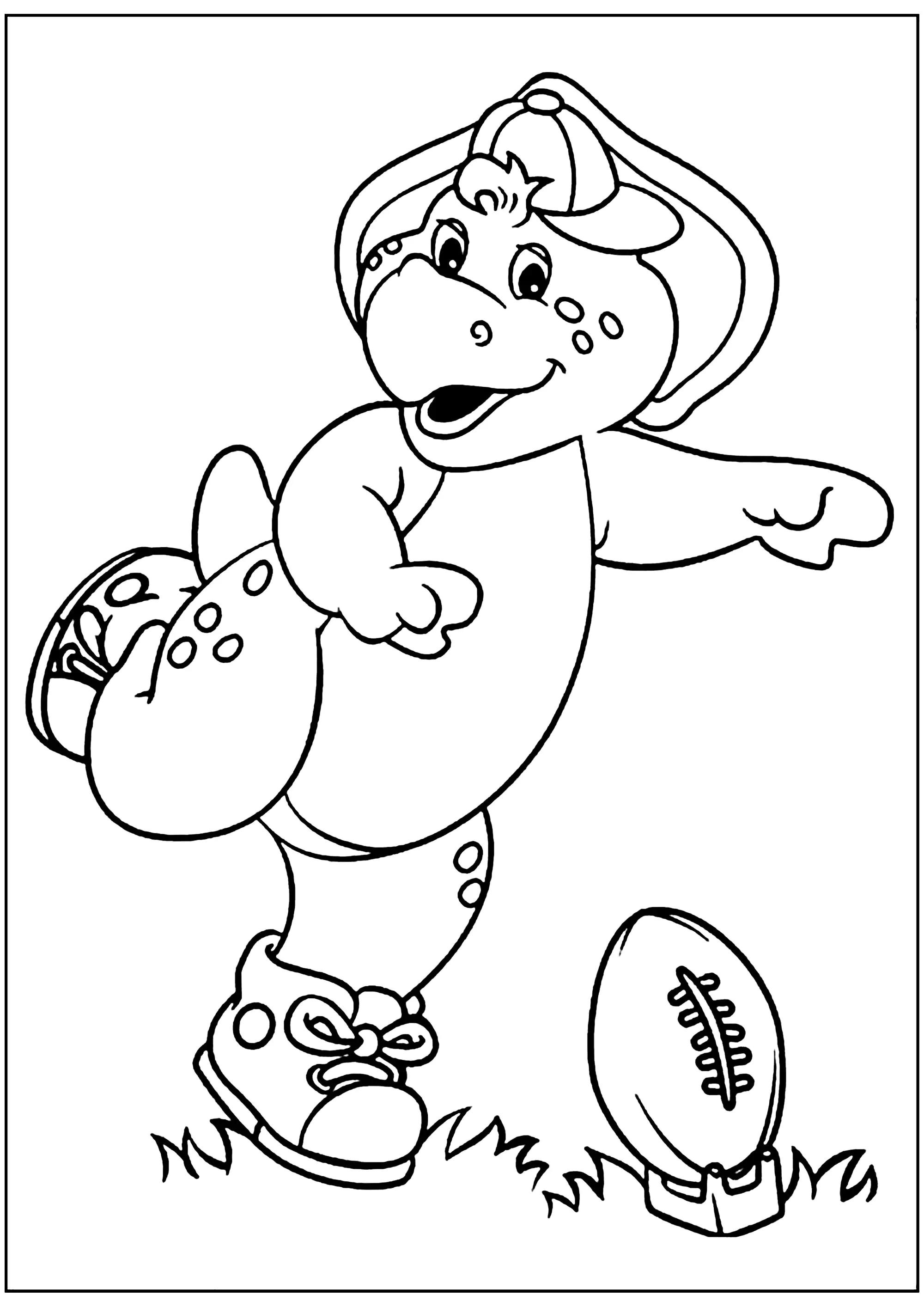 Barney joga Rugby (Página para colorir e imprimir para crianças)