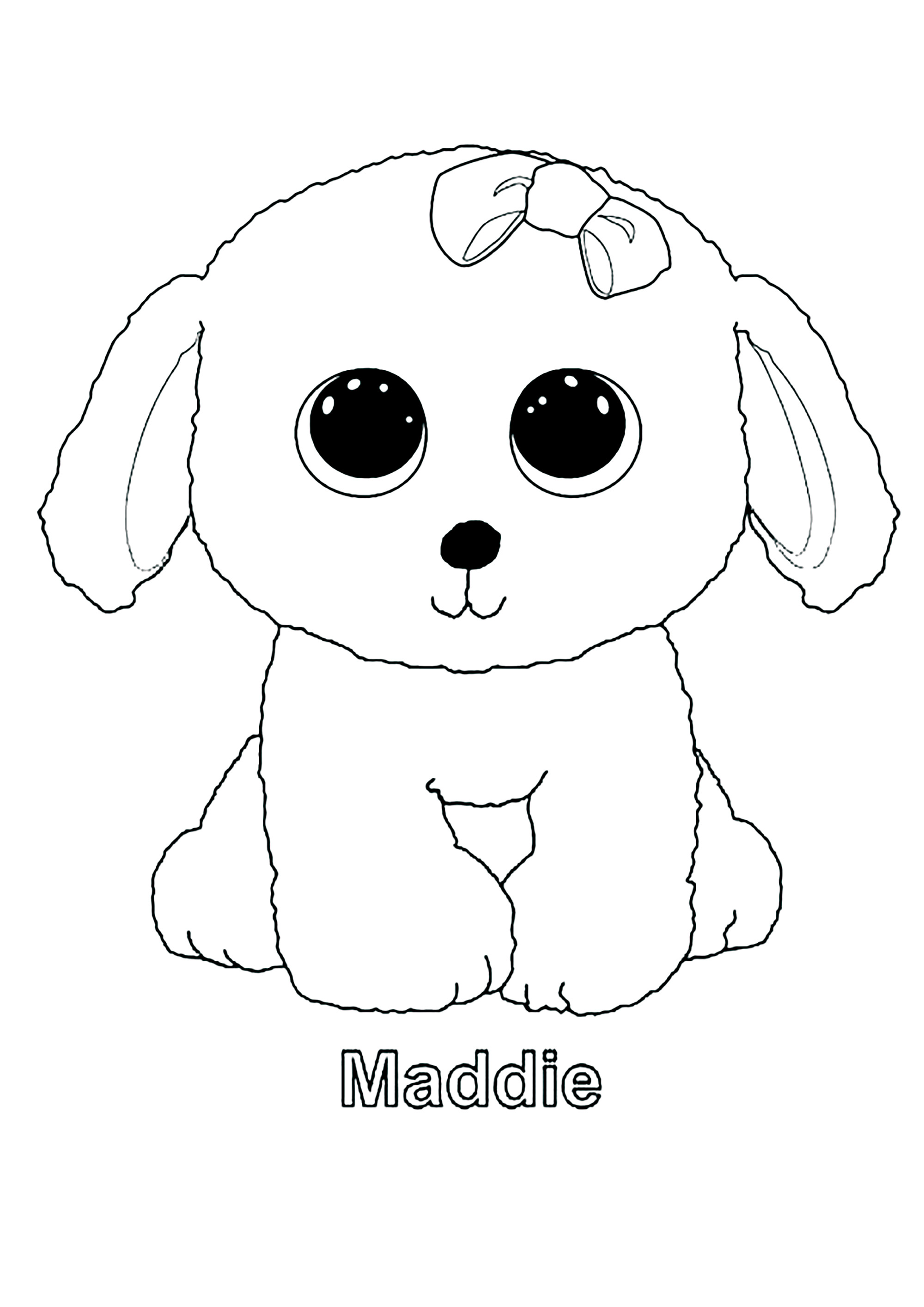 Página de Beanie Boo para colorir para crianças : Maddie (cão) Página de Beanie Boo para colorir e imprimir para crianças : Maddie (cão)