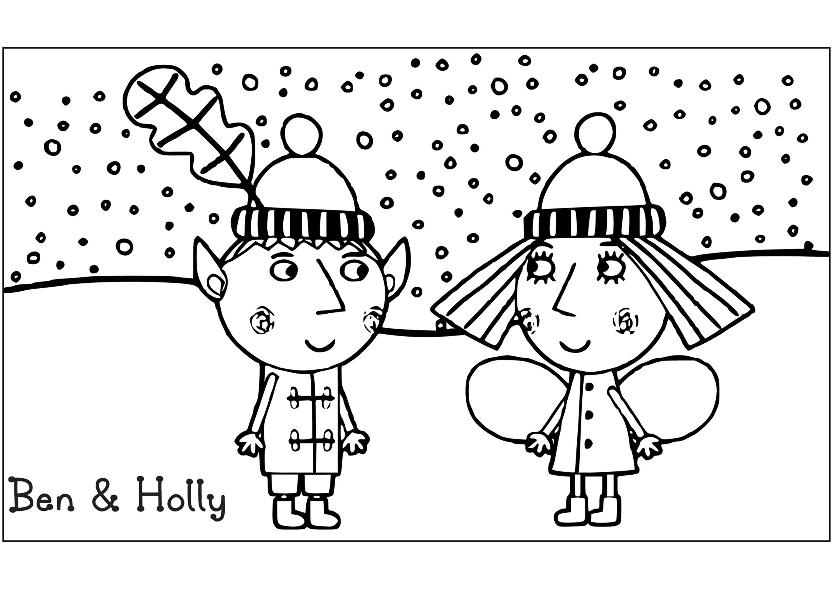 Página de O Pequeno Reino de Ben e Holly para colorir para crianças : O duende Ben e a princesa Holly Página de O Pequeno Reino de Ben e Holly para colorir e imprimir para crianças : O duende Ben e a princesa Holly