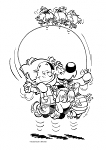 Página de para colorir e imprimir para crianças : Billy e Buddy a saltar à corda