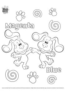 Página de Blue's Clues para colorir e imprimir para crianças : Magenta e azul