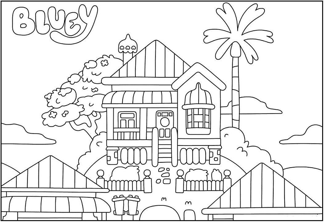 Colorir a casa do Bluey - Maternelle - Páginas para colorir para crianças