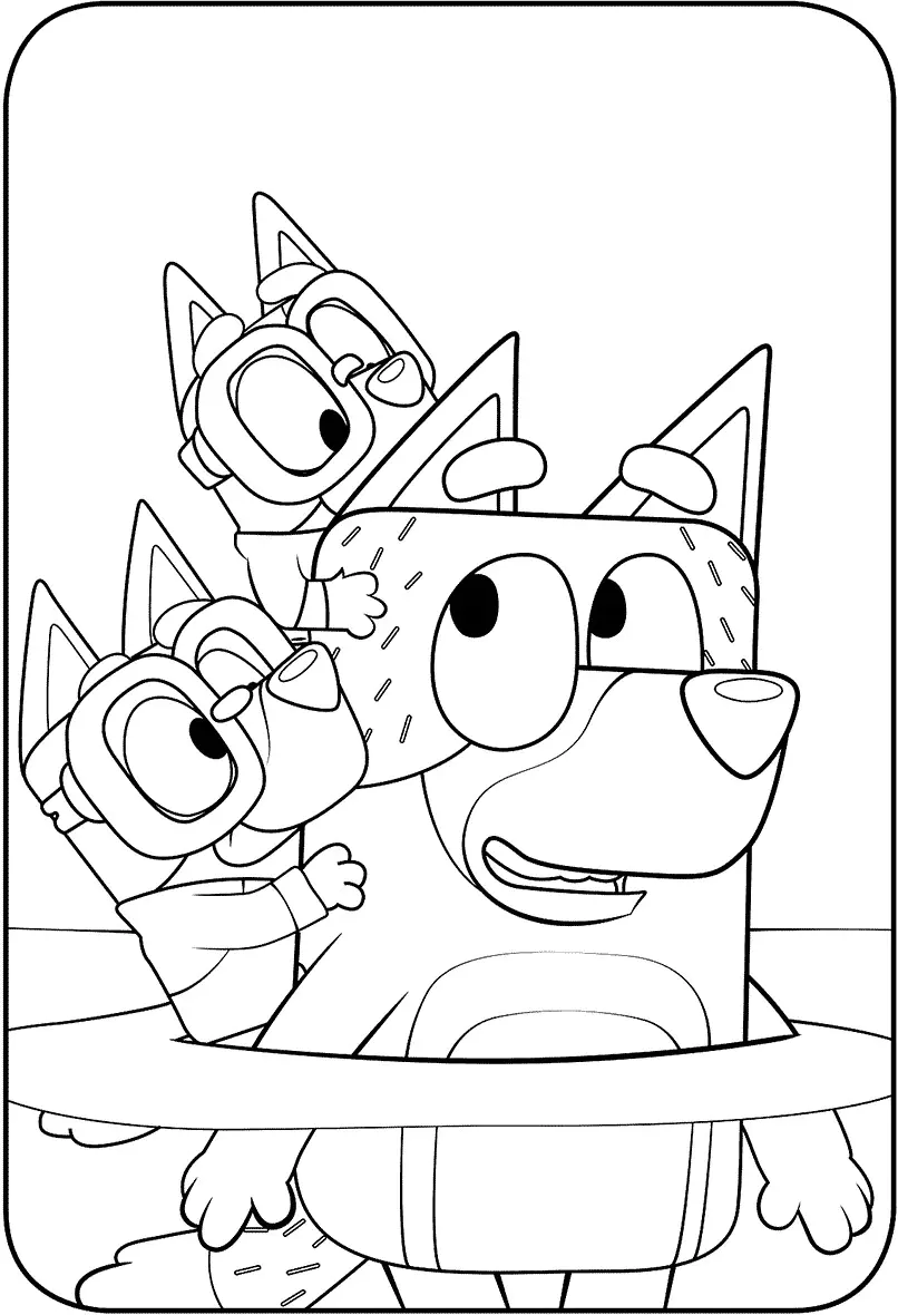 Colorir facilmente o Bluey (Página para colorir e imprimir para crianças)