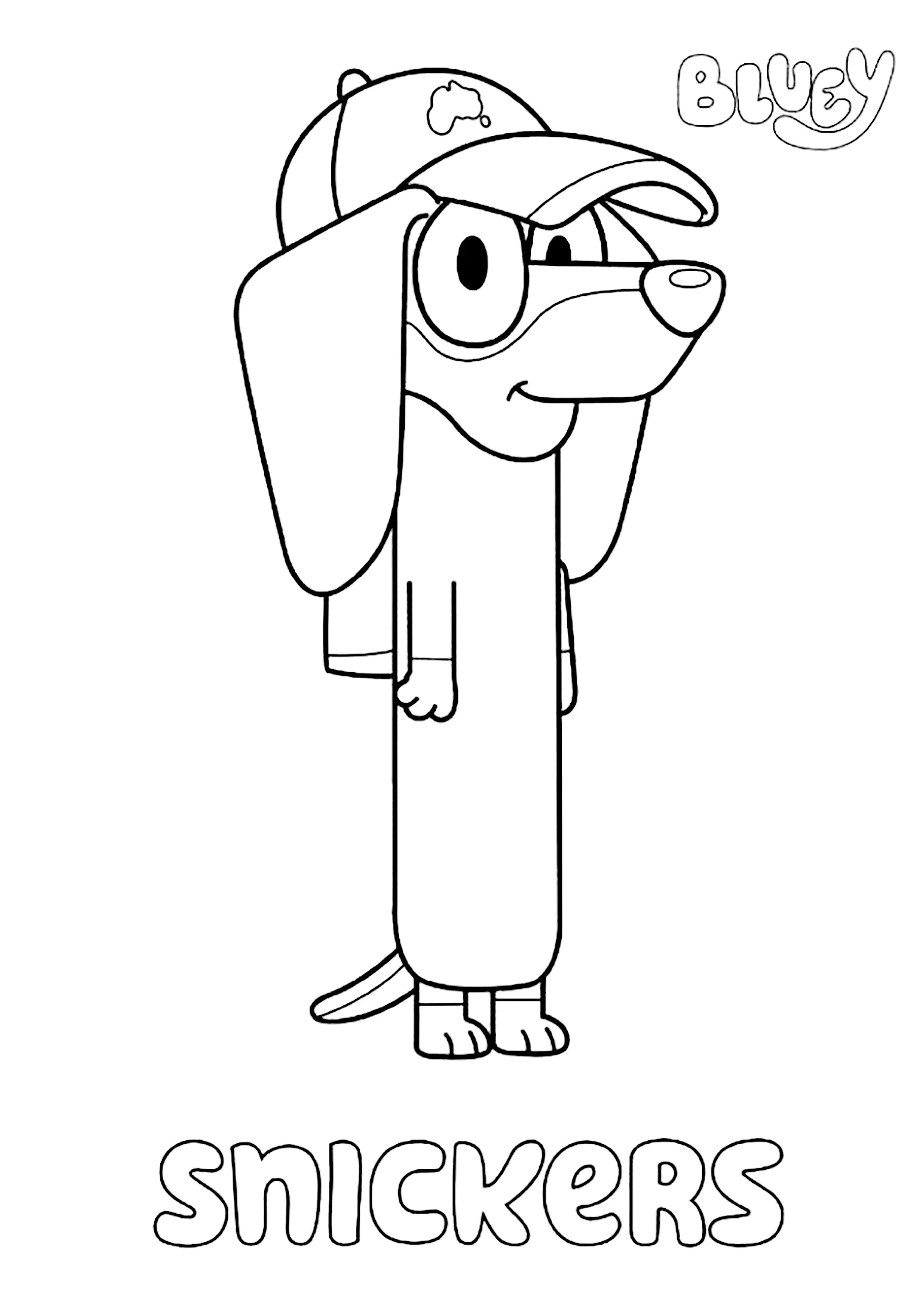 Snickers azulados (Página de Bluey para colorir e imprimir para crianças)