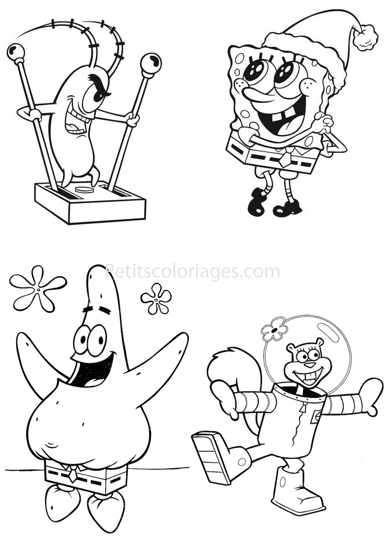 Vários caracteres do Bob Esponja para colorir em