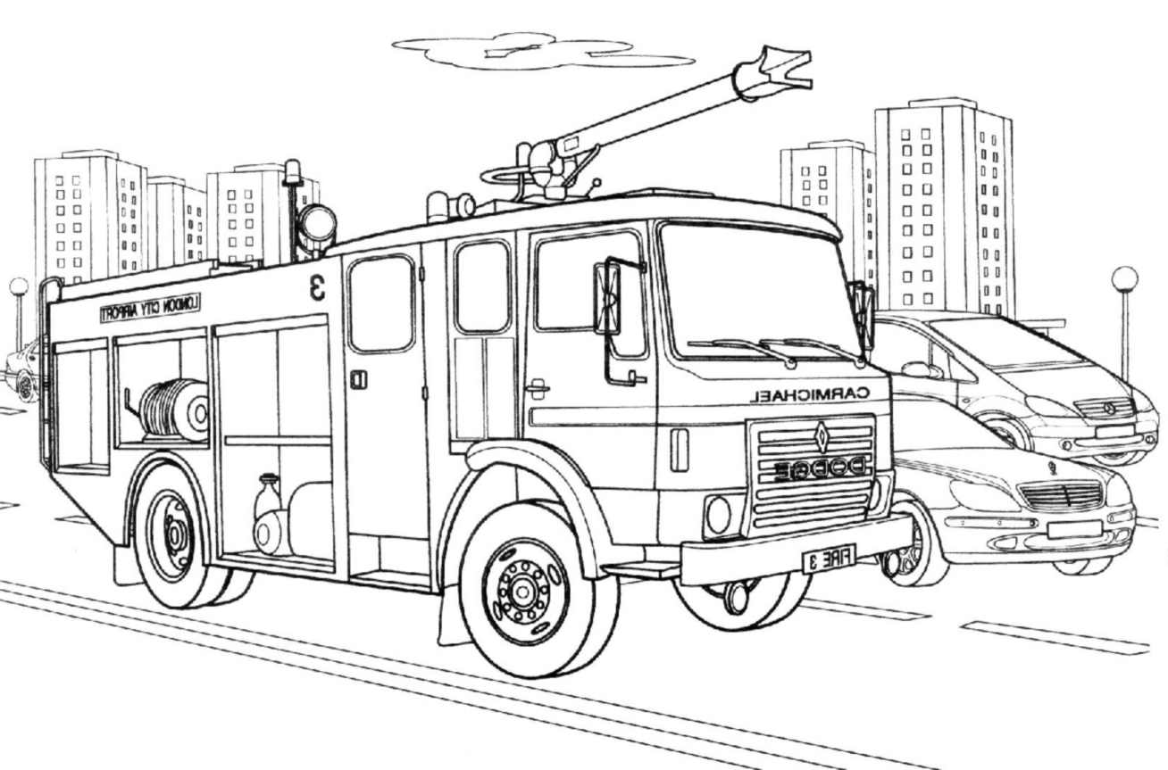 Livro para colorir de carros de bombeiros