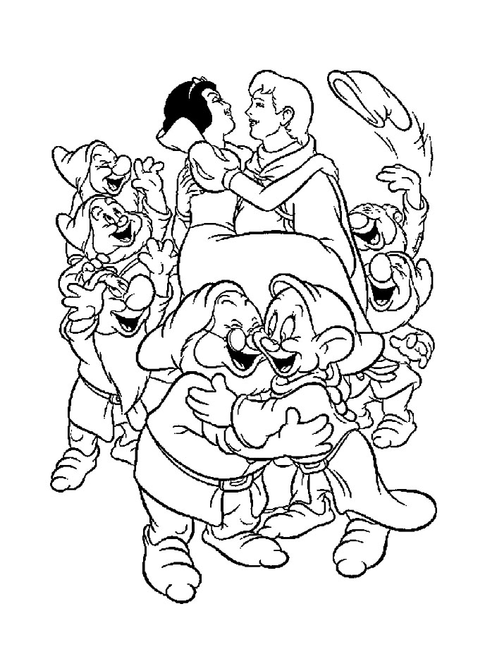 Desenhos simples para colorir gratuitos para crianças de Branca de Neve