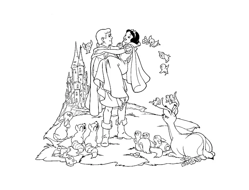 Dibujos para colorear gratis de branca-de-neve para descargar (Página de Branca de Neve para colorir e imprimir para crianças)