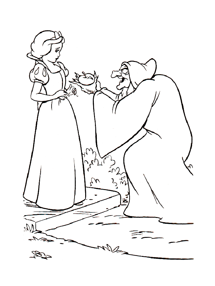 Desenhos simples grátis para colorir de Branca de Neve