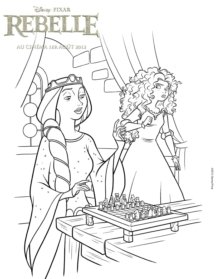 Mérida e a sua mãe (Página de Brave – Indomável para colorir e imprimir para crianças)