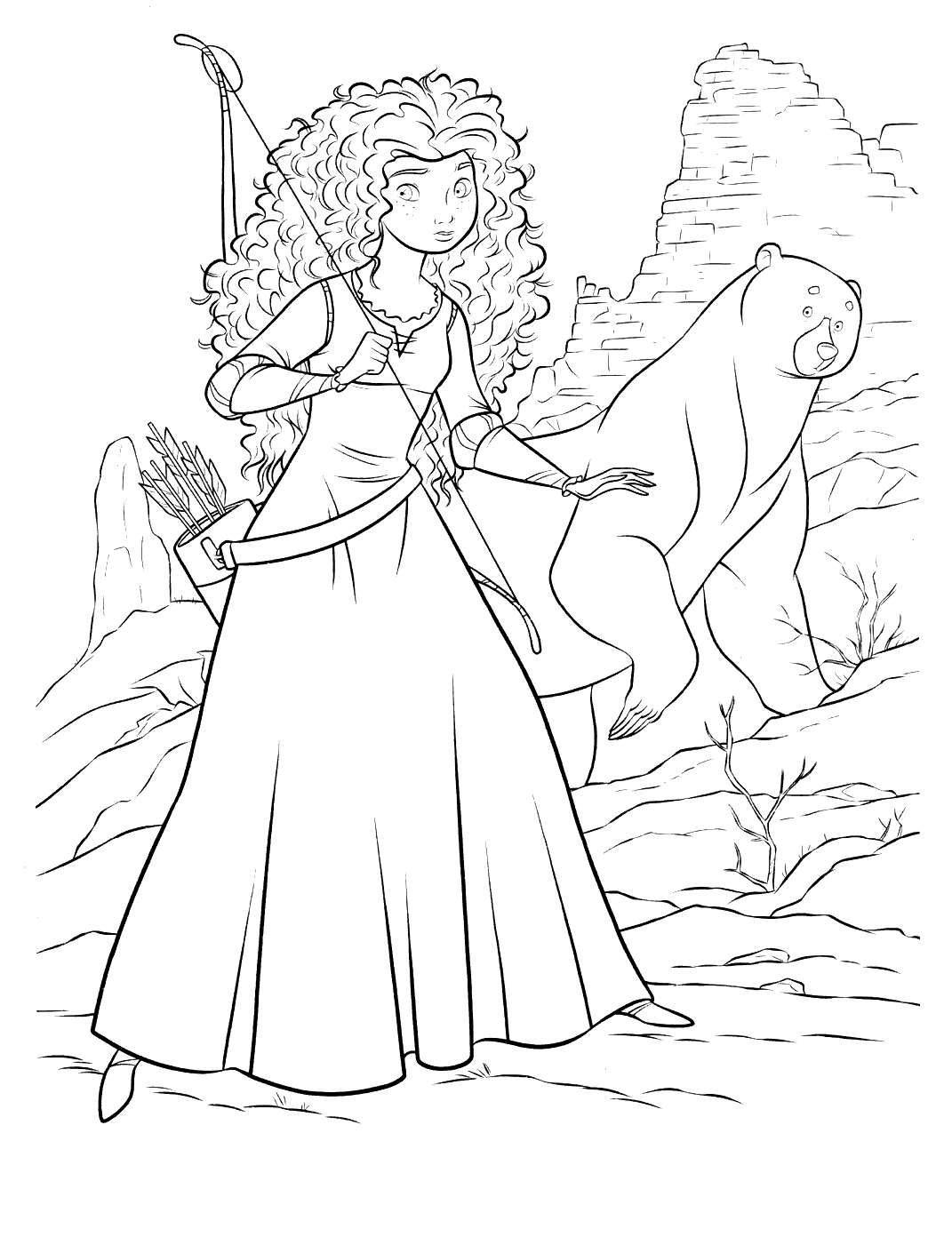 Merida e a sua mãe transformadas em urso pelo feitiço da bruxa!