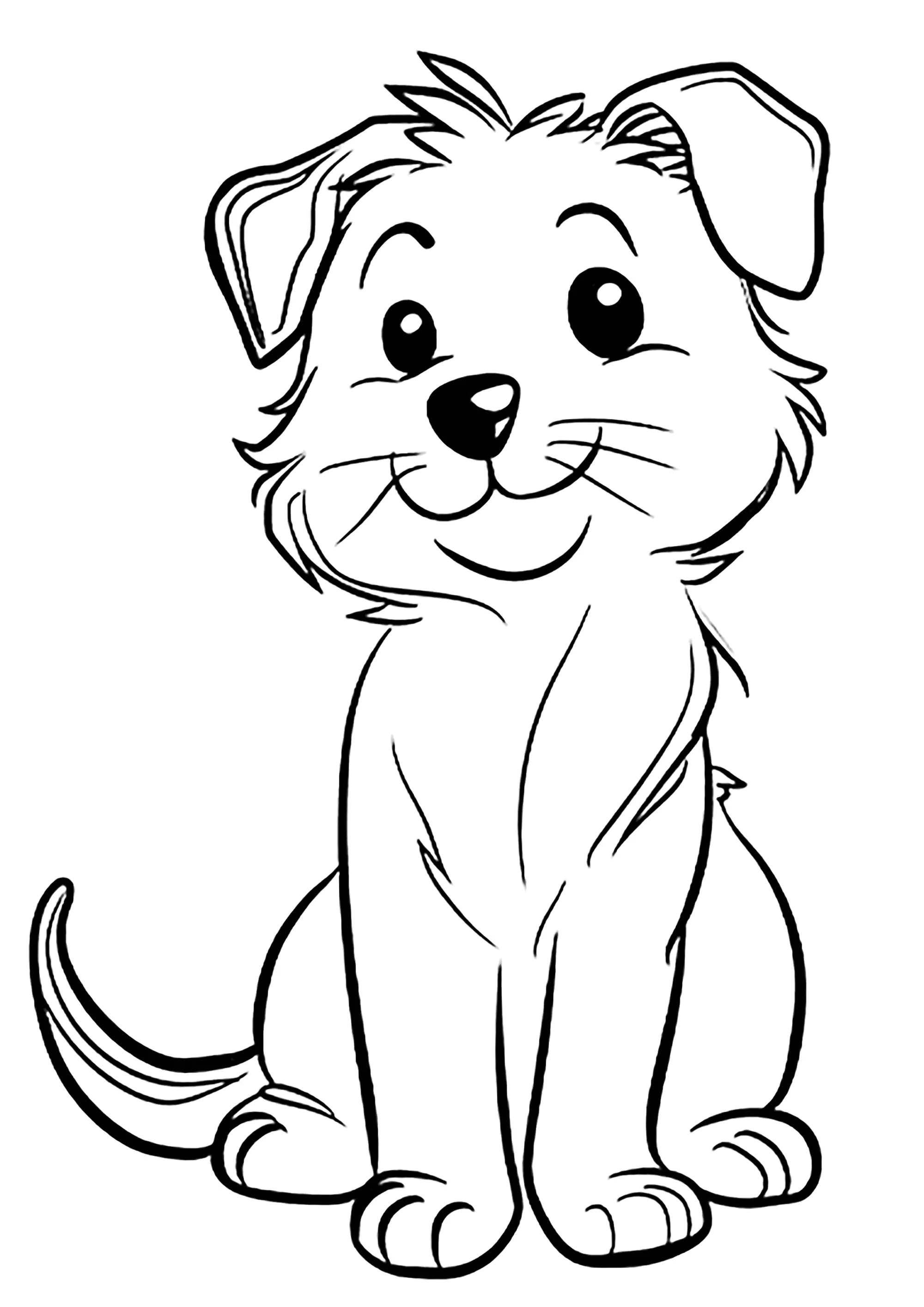 Cachorrinho simples para colorir - Páginas de Cães para colorir para  crianças, image size:2000x2828