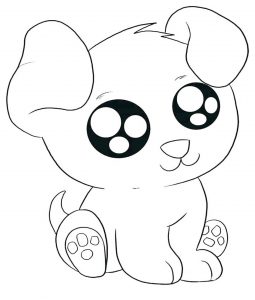 Página de Cachorro para colorir e imprimir para crianças : Cão de olhos grandes