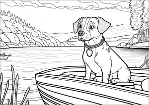 Cão num barco