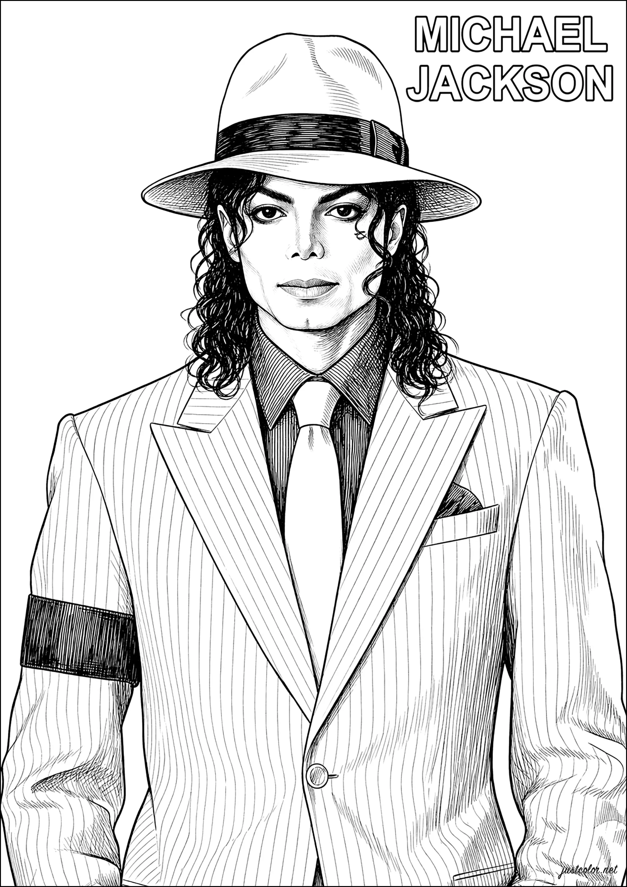 Michael Jackson - Criminoso Suave (Página de Cantores famosos para colorir e imprimir para crianças)