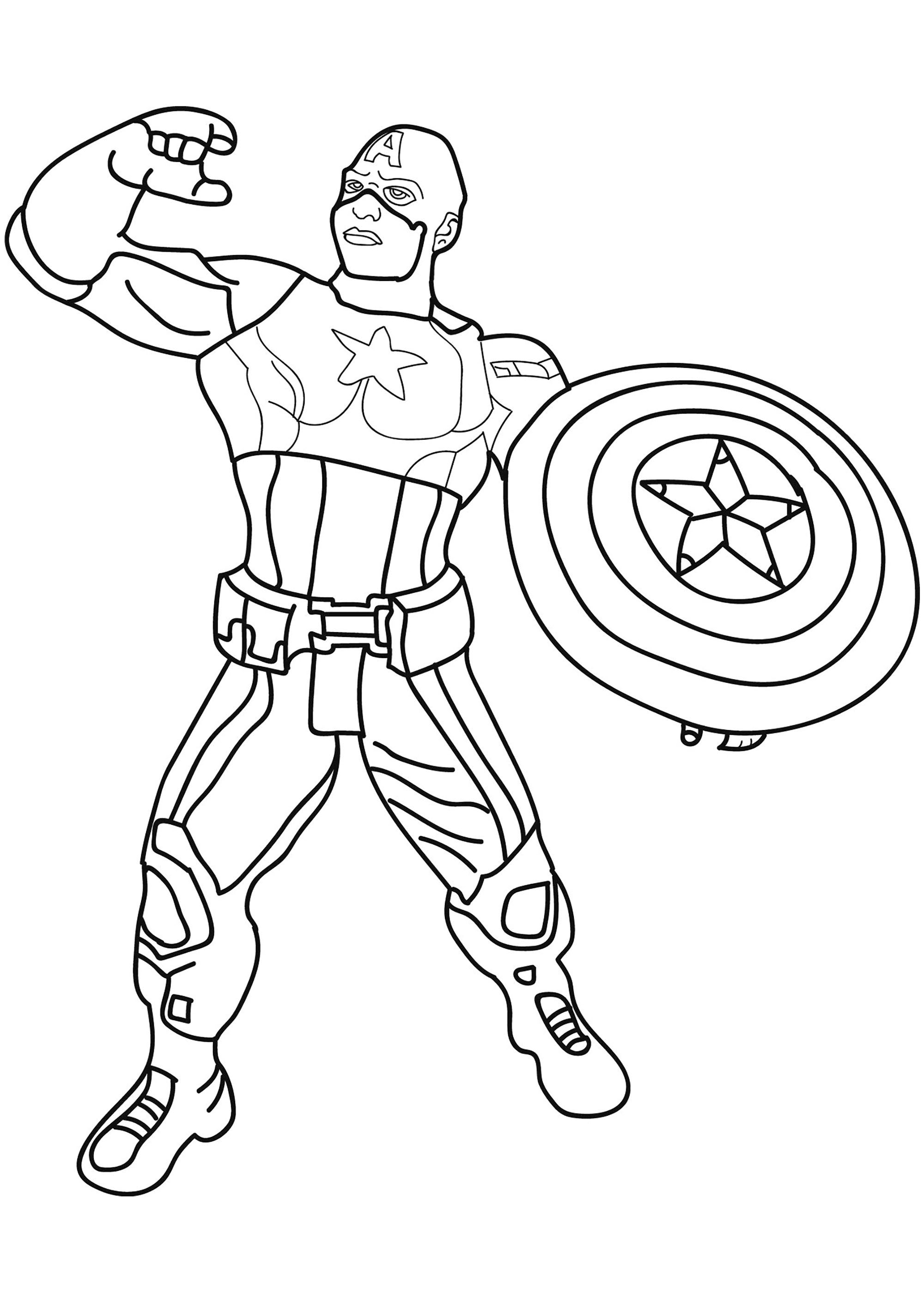 Captain America desenho para descarregar e imprimir para crianças
