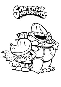 Página de Capitão Cueca para colorir e imprimir para crianças : Dois amigos