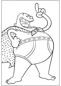 Página de Capitão Cueca para colorir e imprimir para crianças : O capitão está pronto