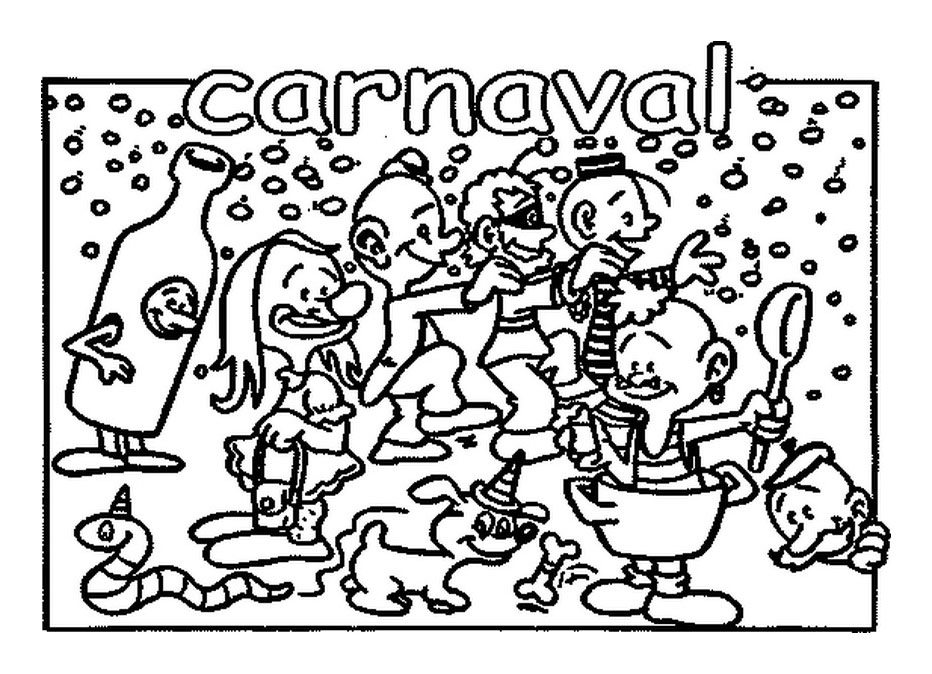Fotografia de Carnaval para imprimir e colorir