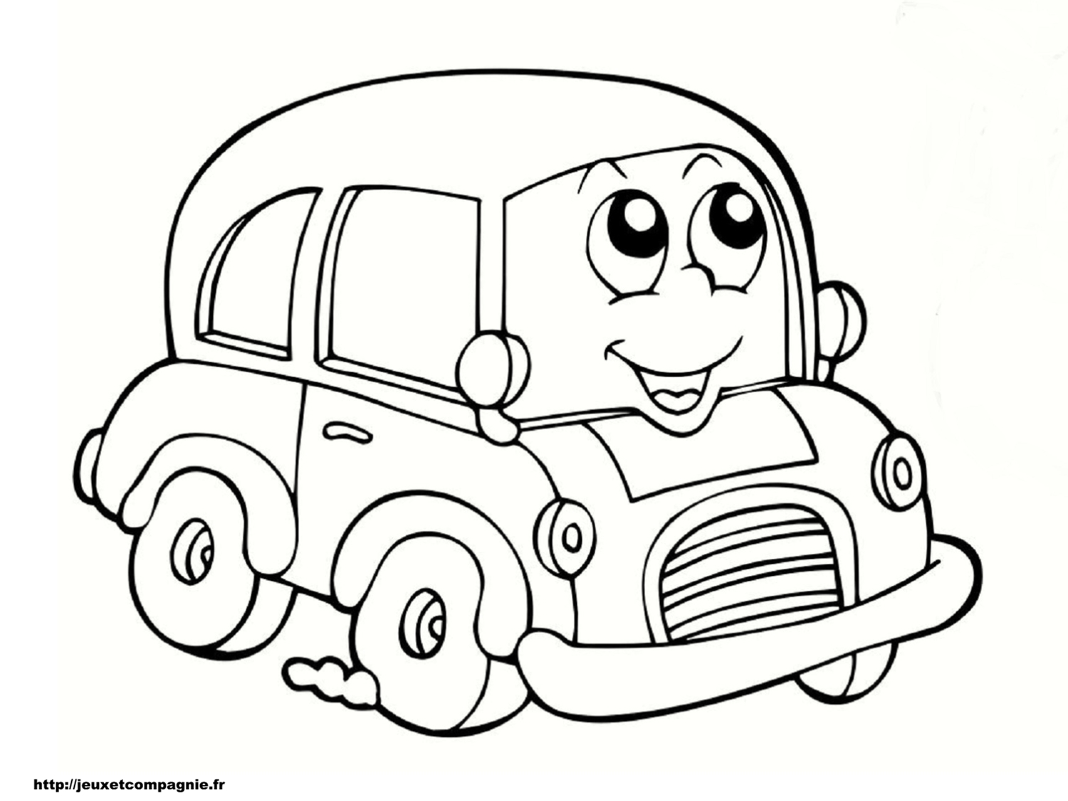 Desenhos bonitos em preto e branco para colorir carros para crianças