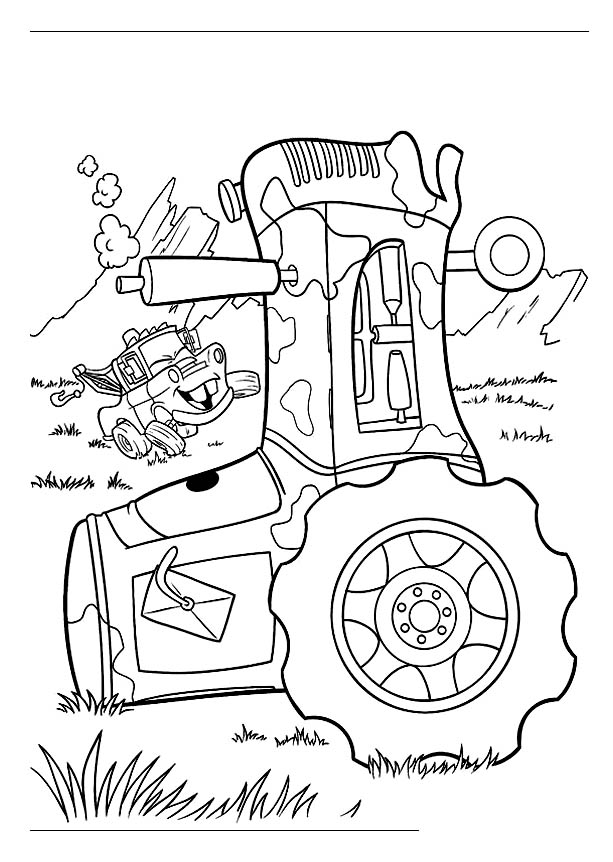 Desenhos animados de tractor para colorir livro