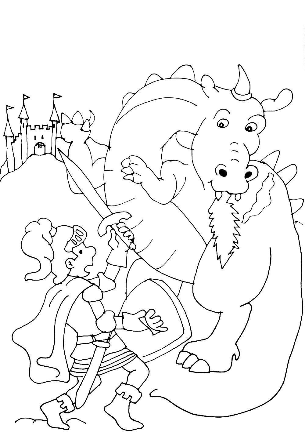 Desenhos para colorir de desenho para colorir de um cavaleiro no seu cavalo  