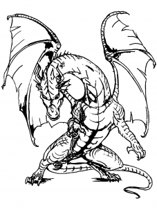 Desenho gratuito de Cavaleiros e Dragões para descarregar e colorir