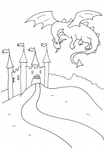 Imagem de Cavaleiros e Dragões para descarregar e colorir