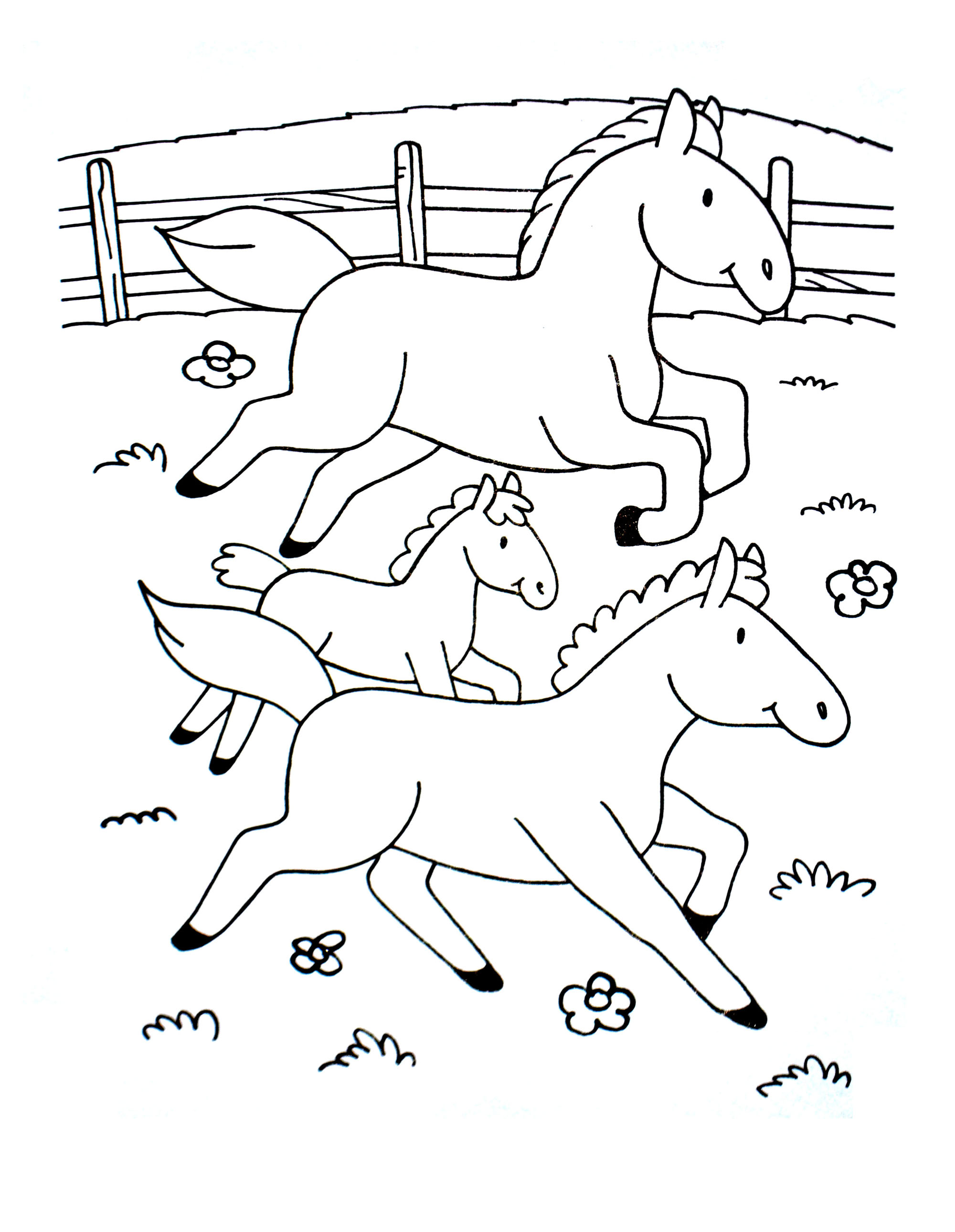 Desenho de Cavalos para colorir, fácil para crianças