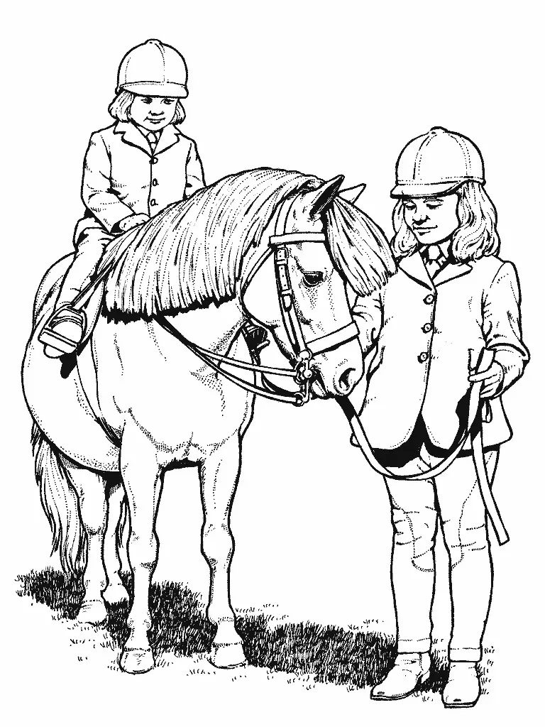 Coloração de cavalos (Página para colorir e imprimir para crianças)