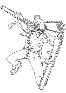 Chainsaw Man : Desenhos para colorir para crianças de chainsaw-man