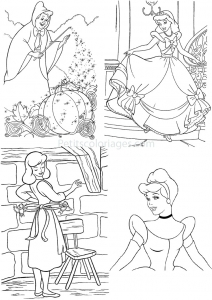 Páginas de colorir Cinderela para crianças