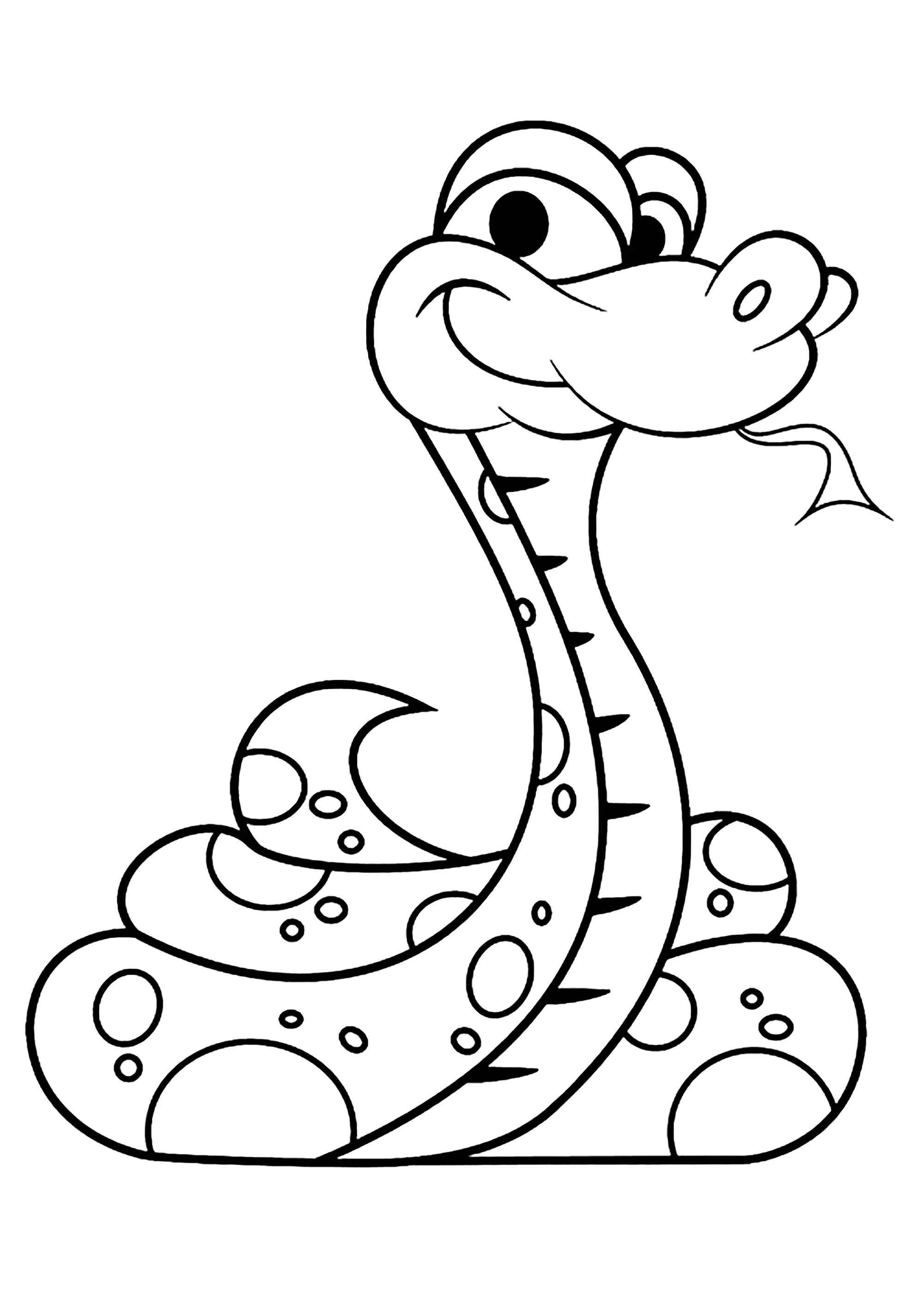Serpente em forma de desenho animado (Página de Cobras para colorir e imprimir para crianças)