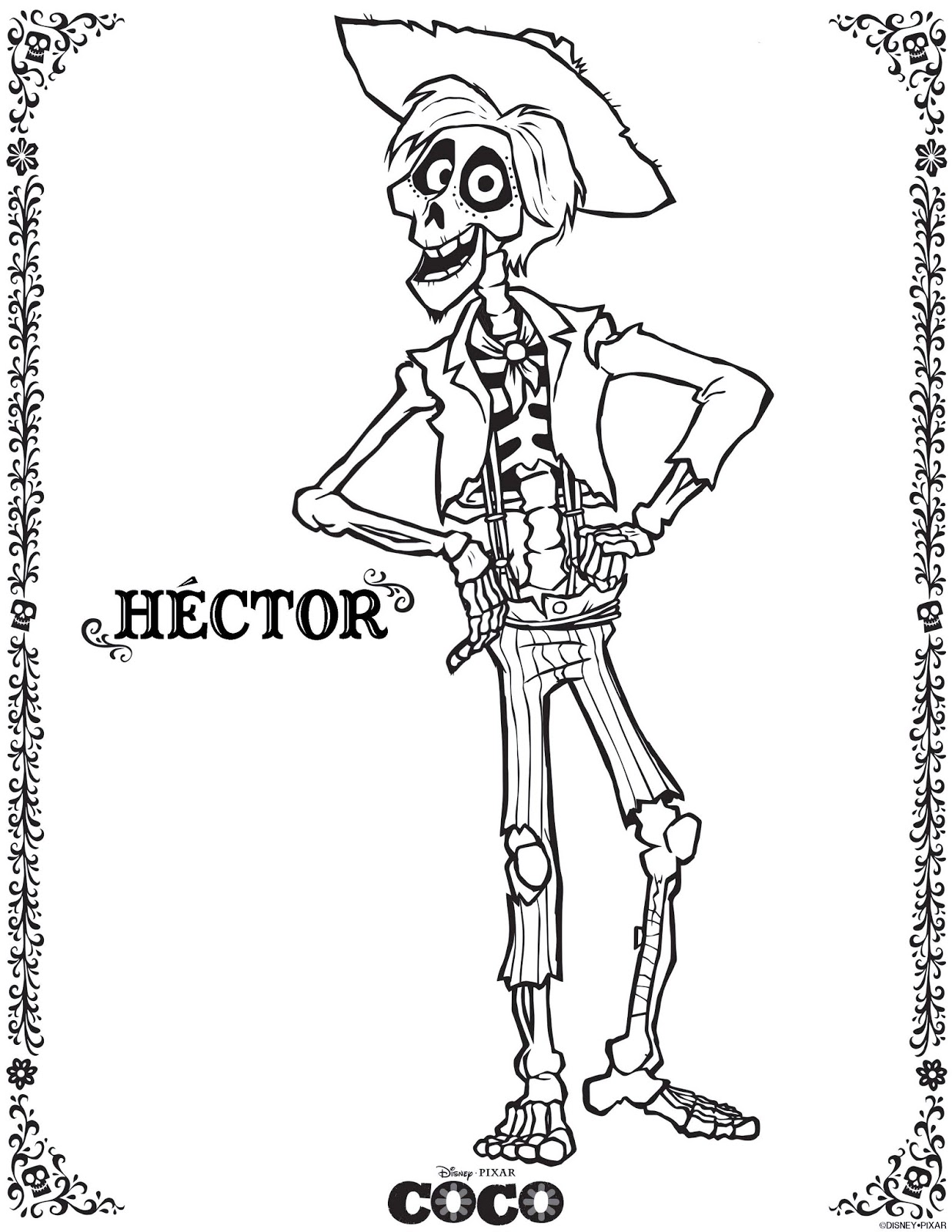 Coco imagem para imprimir e colorir: Hector