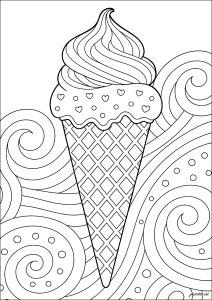 Delícia gelada sob um céu feliz (Página de Comida para colorir para crianças)
