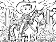 Páginas de Cowboys para colorir e imprimir para crianças