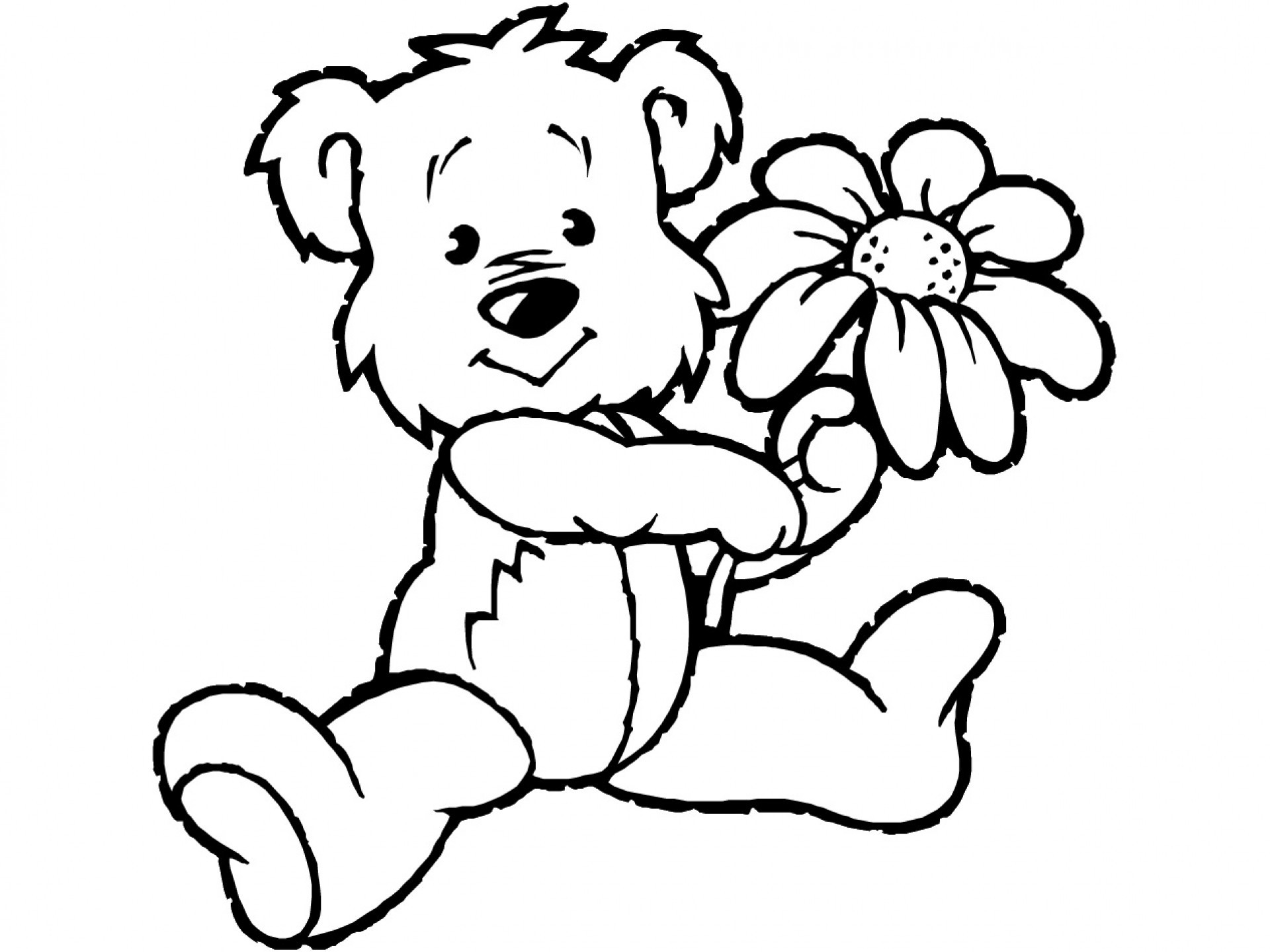 Este pequeno urso oferece-lhe uma flor