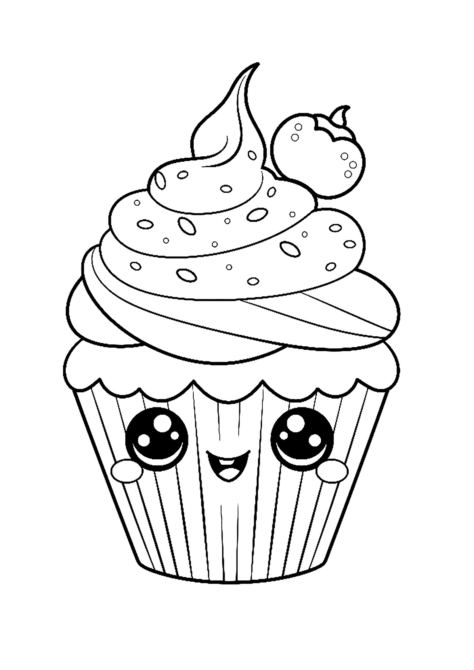 Um bonito cupcake para colorir. Coloração muito simples