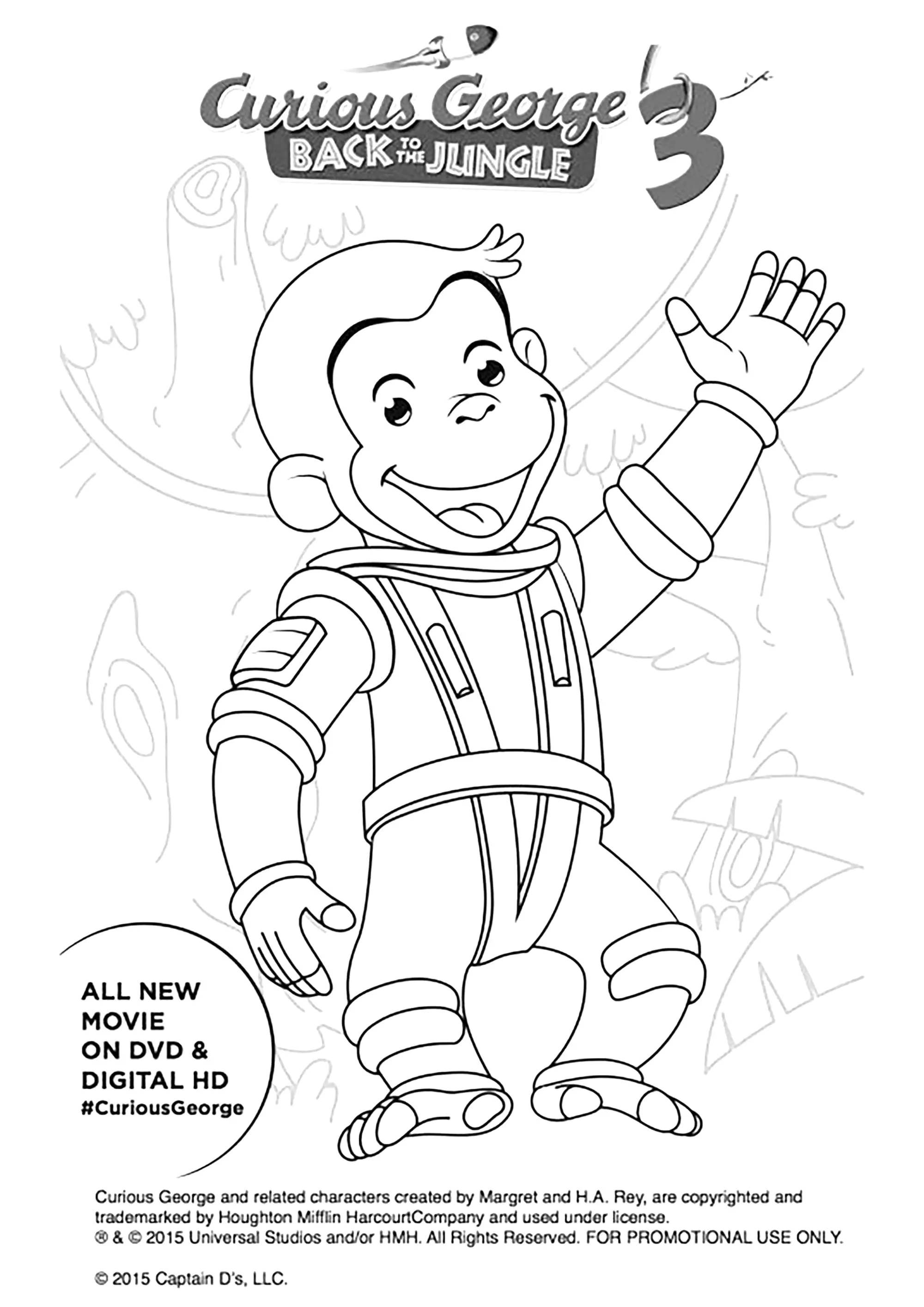 George Curioso - 3 (Página de Jorge, o Curioso para colorir e imprimir para crianças)