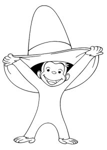 Página de Jorge, o Curioso para colorir e imprimir para crianças : George e um chapéu grande