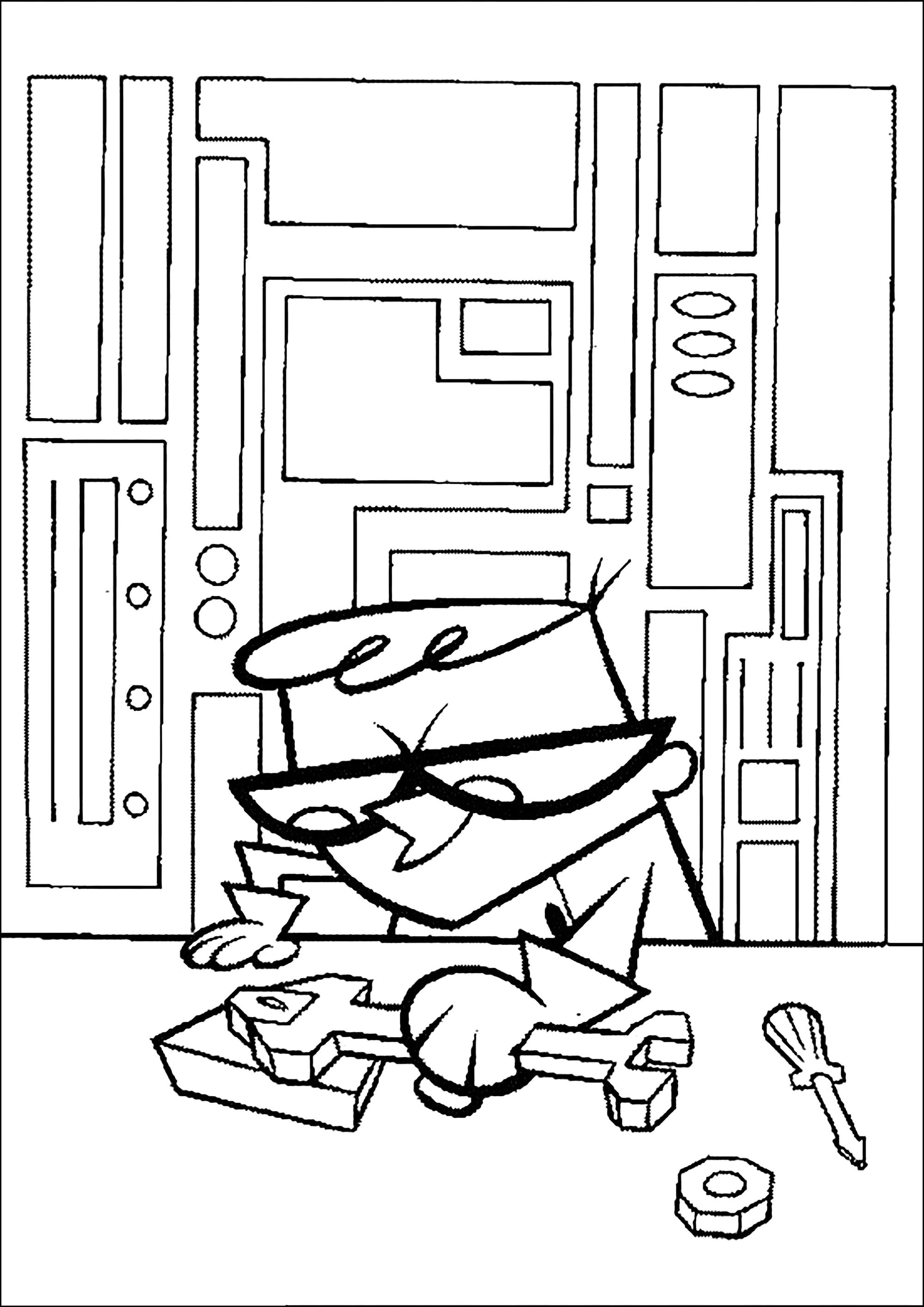 O Dexter está zangado com a sua querida irmã Dee Dee - Páginas de Dexter  para colorir para crianças, image size:2000x2828