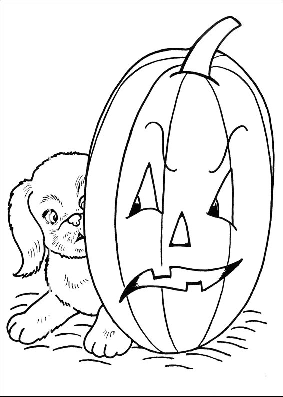 Desenho de personagens de desenhos animados de halloween com abóboras para  colorir e imprimir