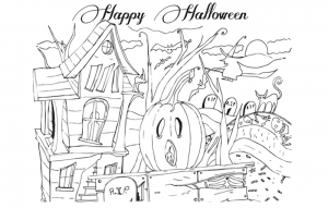 Dia das Bruxas: páginas para colorir para crianças