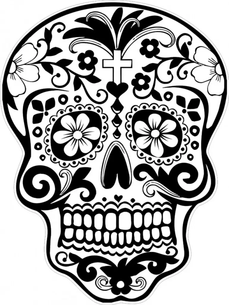 Colorir inspirado no Dia dos Mortos (Página de Dia dos Mortos (Día de los Muertos) para colorir e imprimir para crianças)