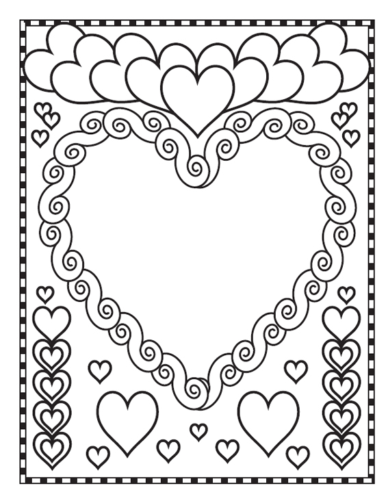 Desenho para colorir de um coração do Dia dos Namorados