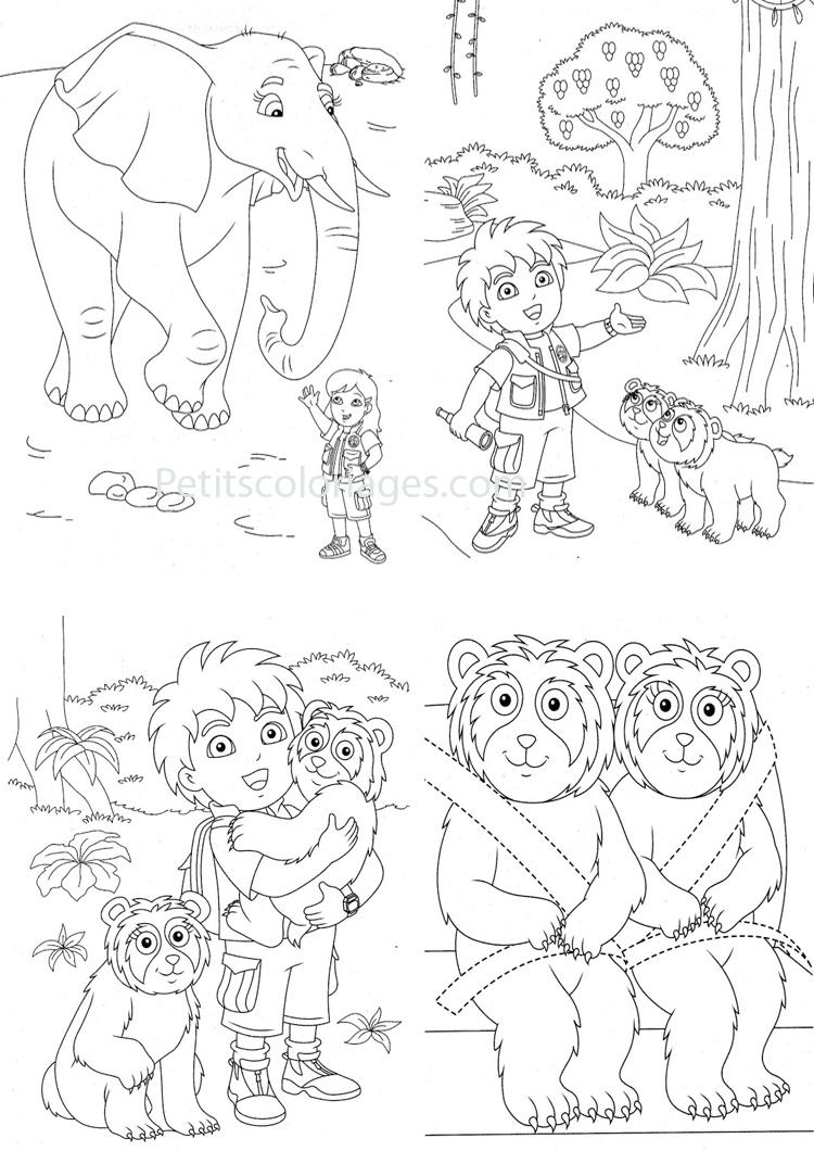 Desenho muito completo de Diego e dos seus amigos animais!