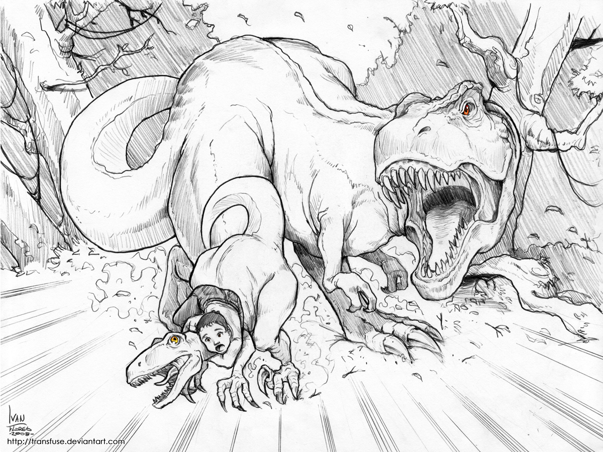 Um T Rex em fúria e com um belo desenho