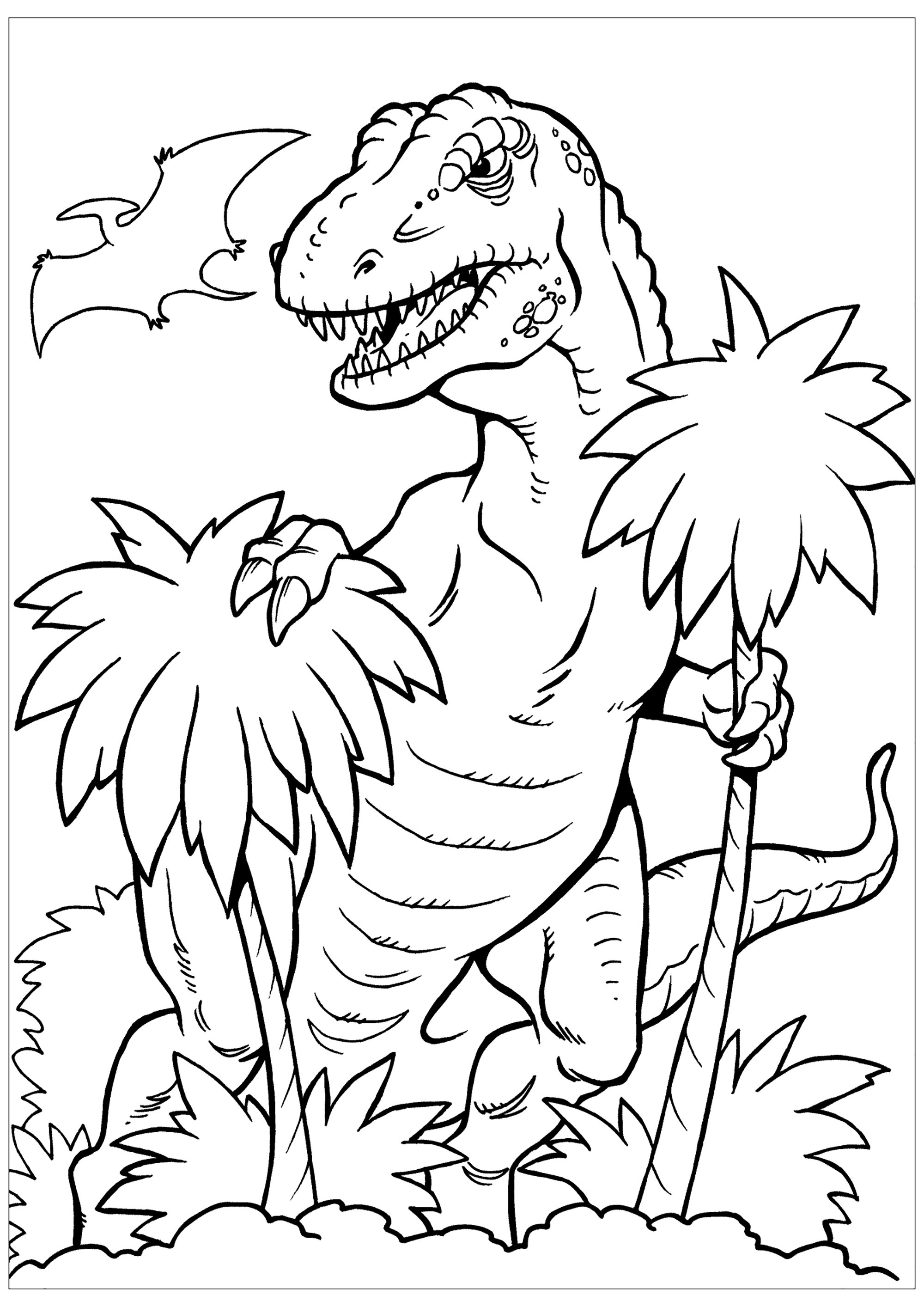 Página para colorir de dinossauro para impressão para crianças