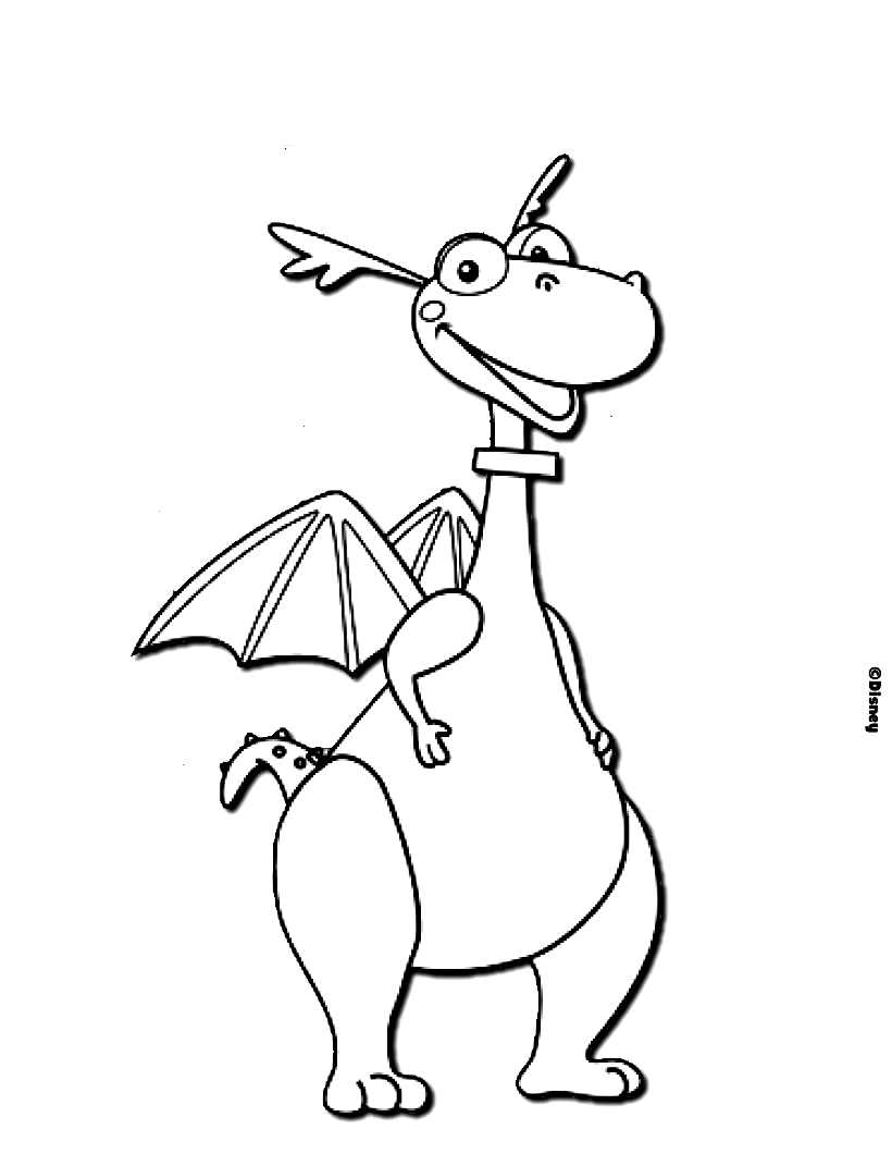 Um dragão pequeno e doce do Doctor Plush para colorir