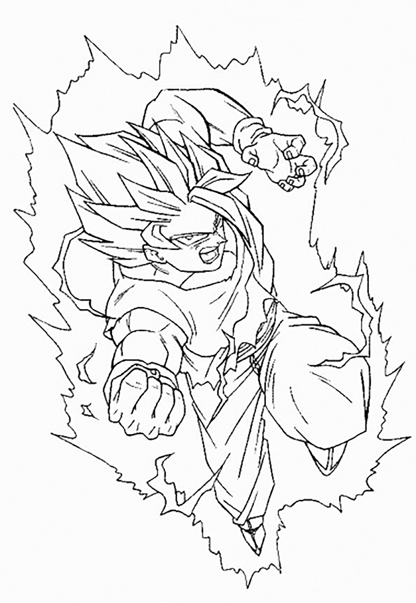 Goku transformado em Super Saiyajin 3 para colorir e imprimir